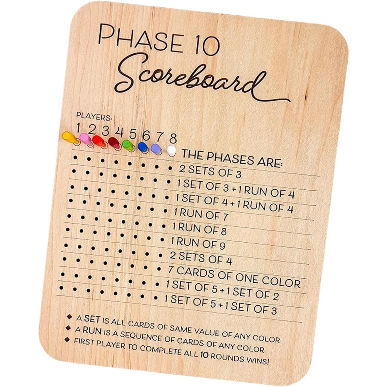 Board Game Template - 1 Count Wooden Phase 10 Scoreboard
