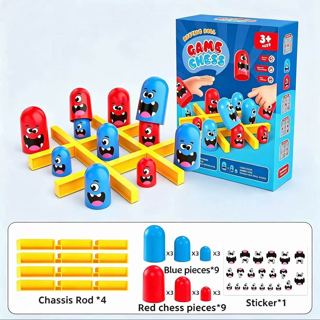 Board Game Word - Tic-Tac-Toe Eat-and-Be-Sized Stacking Cups Dual Battle