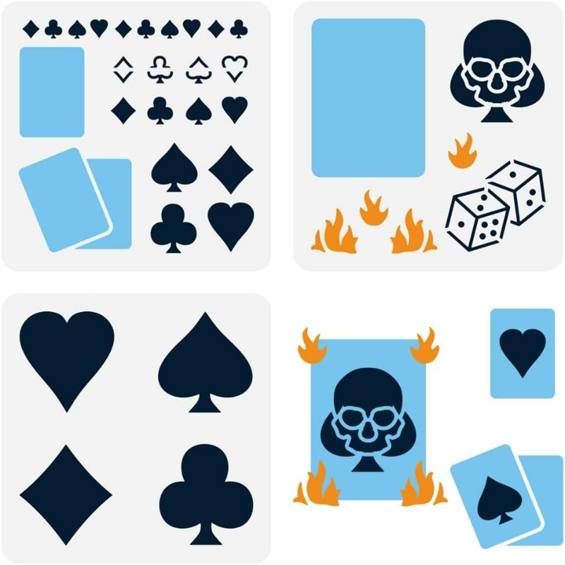 3 Pcs Playing Cards Stencil 5. - огляд і ціна Board Game Template