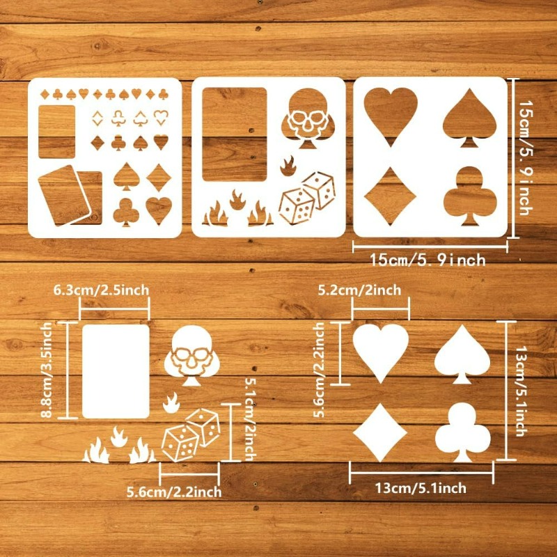 3 Pcs Playing Cards Stencil 5. - огляд і ціна Board Game Template