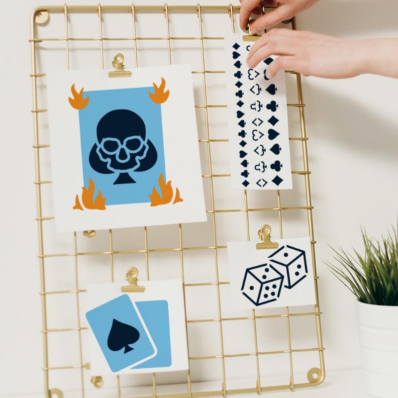 3 Pcs Playing Cards Stencil 5. - огляд і ціна Board Game Template