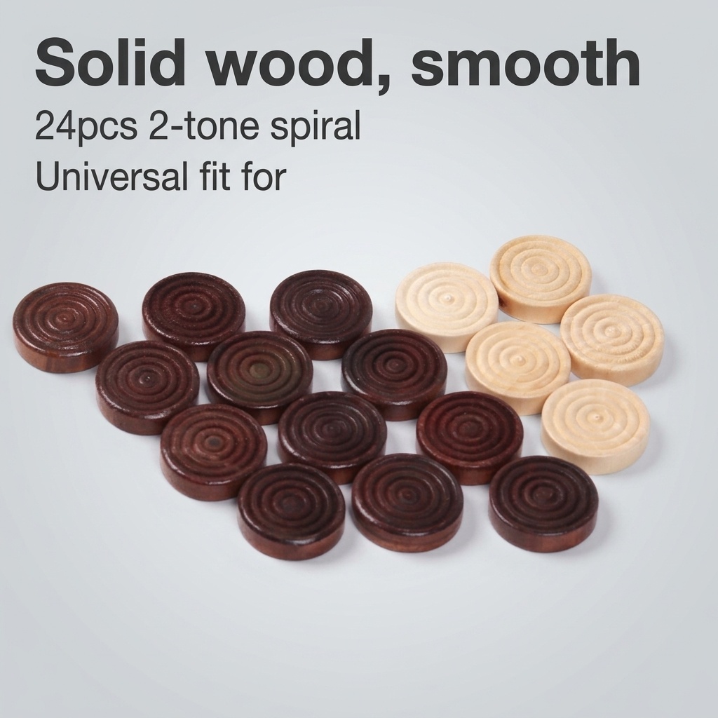 24 Pcs/Set Wooden Round Checke - огляд і ціна Board Game Vantage