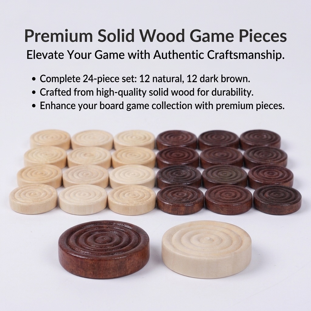 24 Pcs/Set Wooden Round Checke - огляд і ціна Board Game Vantage
