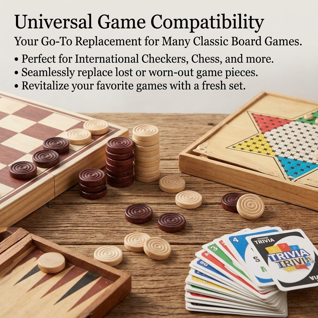 24 Pcs/Set Wooden Round Checke - огляд і ціна Board Game Vantage