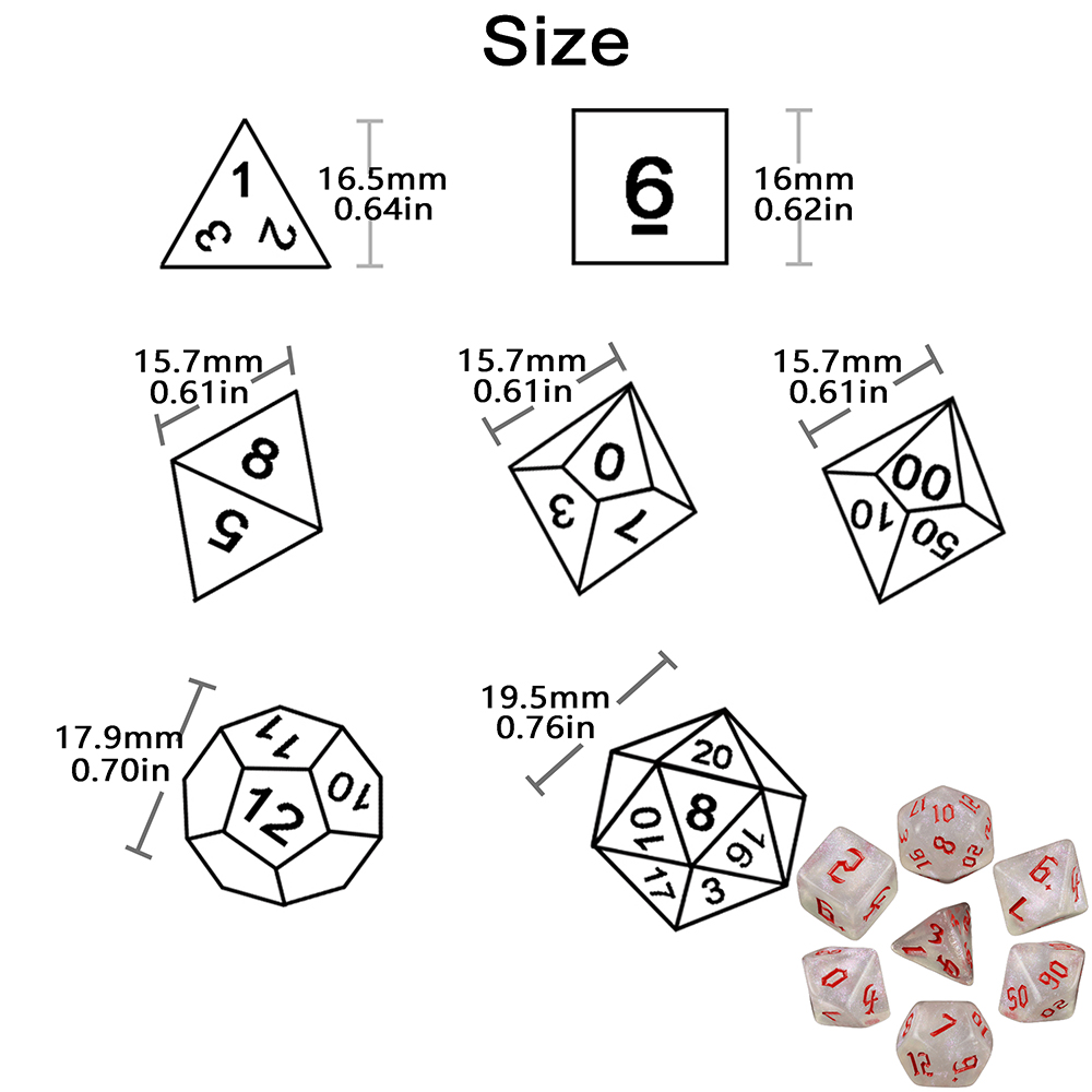 Glitter Polyhedral Dice Set 7p - огляд і ціна Board Game Font