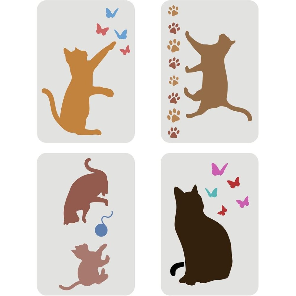 4 Pcs Cat Butterfly Stencil 11 - огляд і ціна Board Game Template