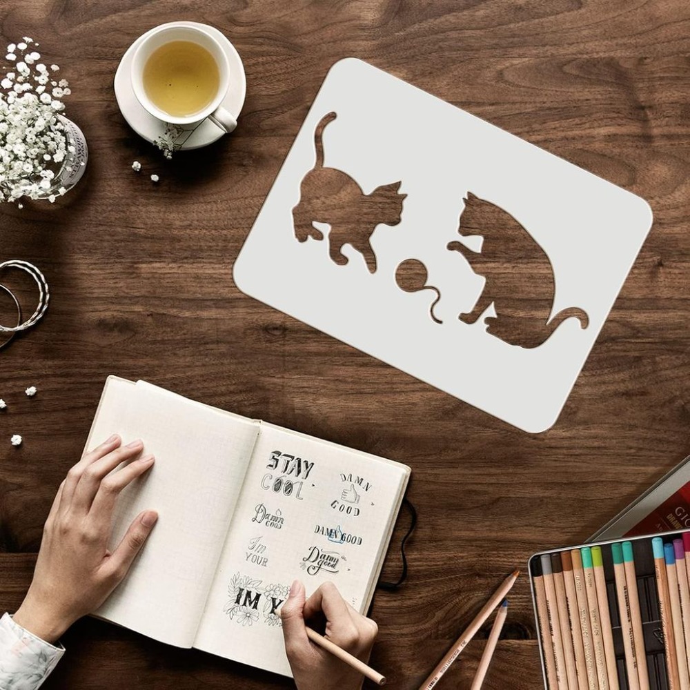 4 Pcs Cat Butterfly Stencil 11 - огляд і ціна Board Game Template
